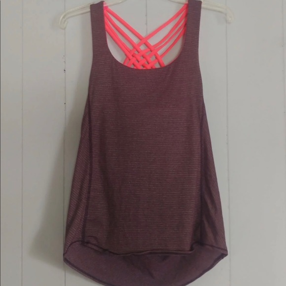 lululemon athletica Tops - Lululemon Tank Top Free to be Wild Built In Bra Heathered open back Plum